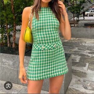 Zara houndstooth pinafore dress